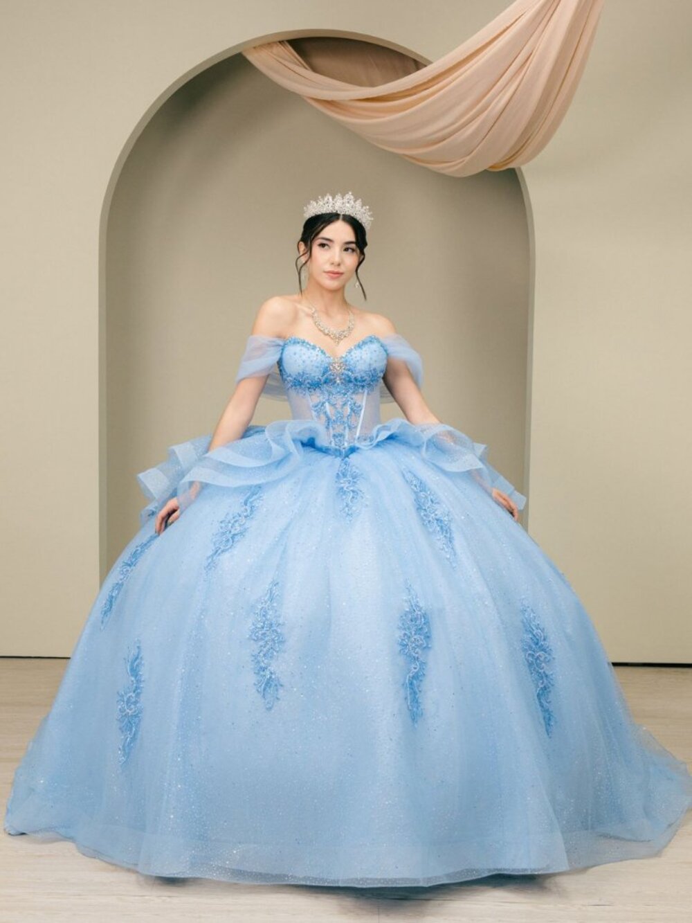 NEW BLUE Tulle & Lace Sweetheart Evening Gown Floor Length Embellished 8520JQ
